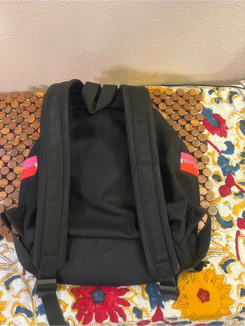 Kate Spade Clark Court Matty Backpack Nylon Black Pink Red Stripe